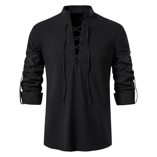 Camisa Masculina de Linho Trançado