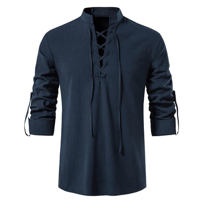 Camisa Masculina de Linho Trançado